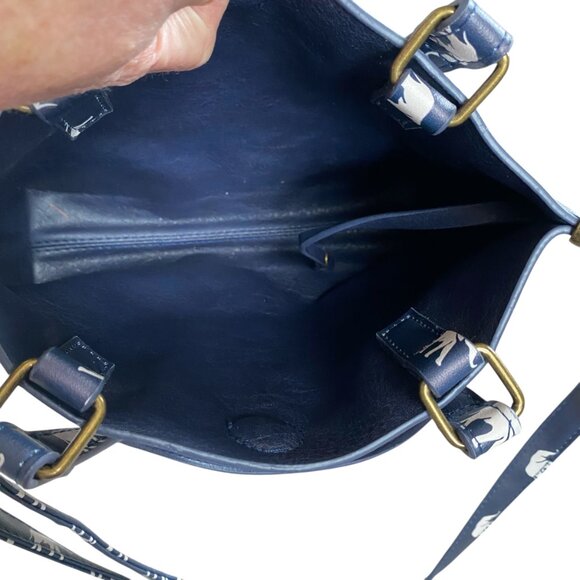 Women's blue and white elephant pattern shoulder bag handbag bag - Picture 5 of 10